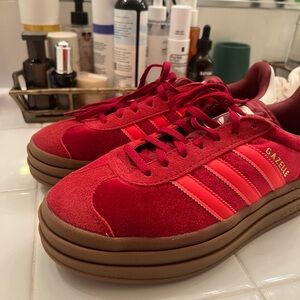 Adidas Red and Pink Sneakers with Retro Platform Sole